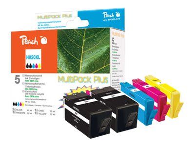 Peach Spar Pack Plus - 5er-Pack - XL-Kapazität - Schwarz, Gelb, Cyan, Magenta - kompatibel - Tintenpatrone (Alternative zu: HP 920XL)