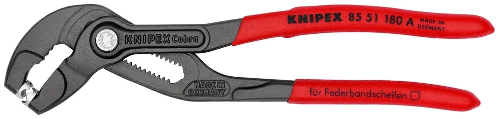 KNIPEX Federbandschellenzange mit rutschhemmendem Kunststoff überzogen grau atramentiert 180 mm