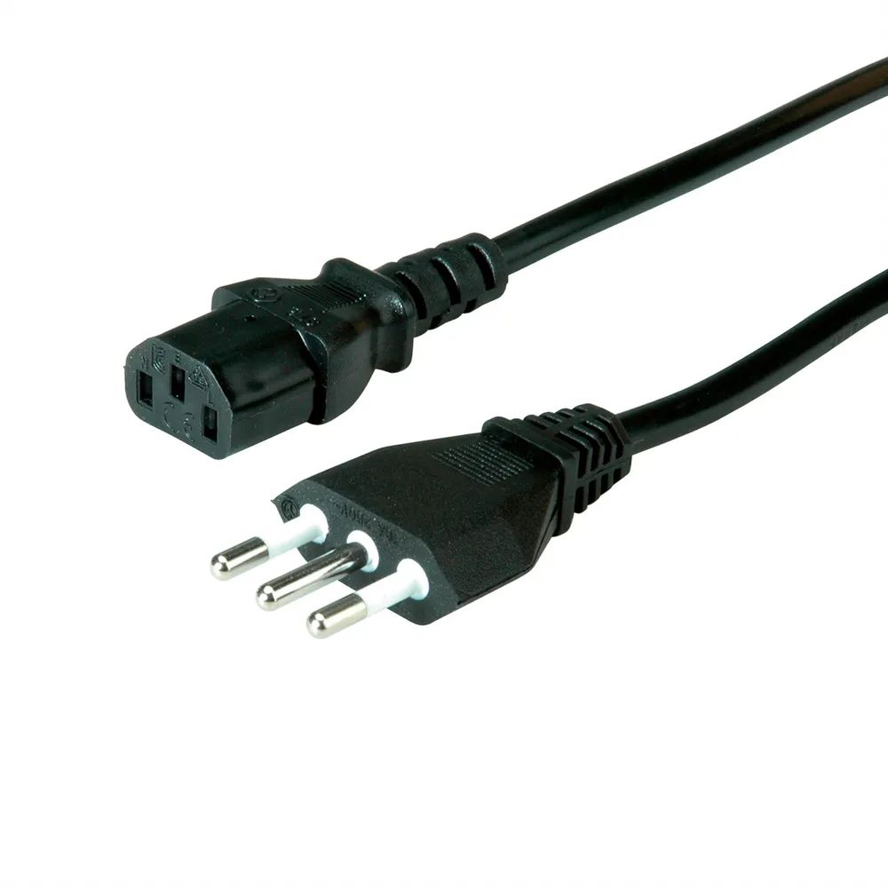 VALUE Netzkabel, gerade IEC-Buchse, Italien, schwarz, 0,8 m
