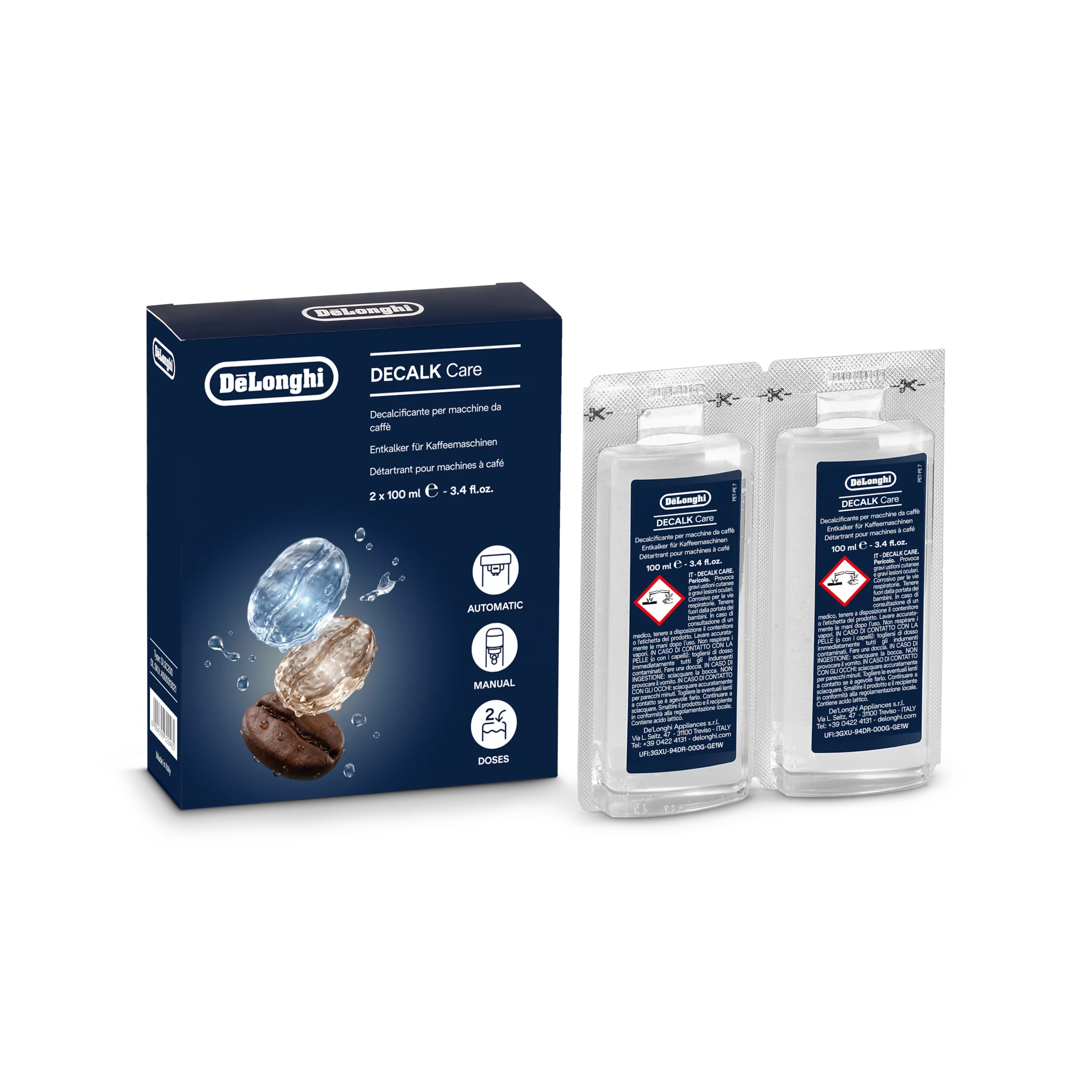 De'Longhi DLSC200 Decalk Care Entkalker, 2 x 100 ml. Flasche für 2 Anwendungen