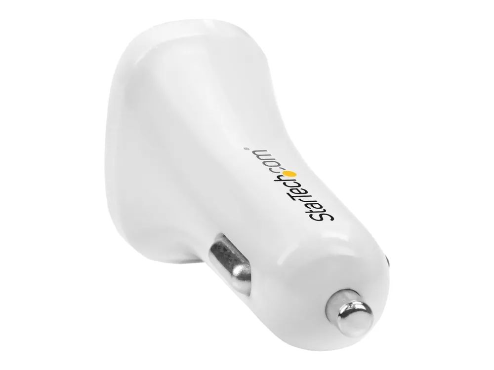 StarTech.com Dual Port USB KFZ Ladegerät - 24W/4.8 - Weiß - 2 Port USB Autoladegerät - Auto-Netzteil - 24 Watt - 4.8 A - 2 Ausgabeanschlussstellen (USB)