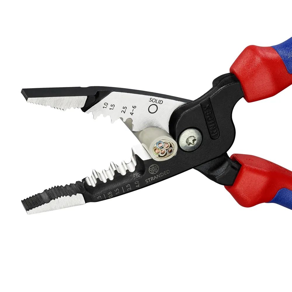 KNIPEX Multifunktions-Elektrikerzange metrisches Modell mit Mehrkomponenten-Hüllen schwarz atramentiert 200 mm