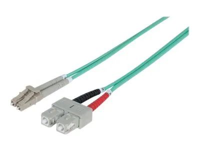 Intellinet Fiber Optic Patch Cable, OM3, LC/SC, 1m, Aqua, Duplex, Multimode, 50/125 µm, LSZH, Fibre, Lifetime Warranty, Polybag - Patch-Kabel - SC multi-mode (M)