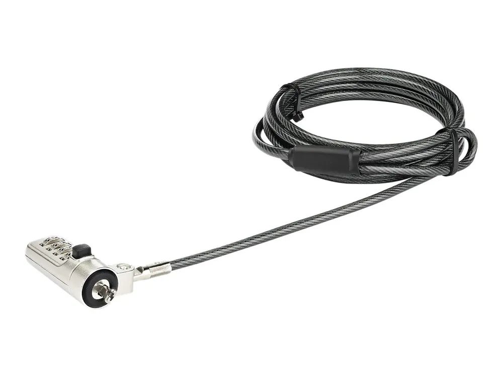 StarTech.com Laptop Sicherheitsschloss (4-stelliges, verstellbares Zahlenschloss, für Noble Security Wedge Sicherheitsbuchsen, 2 m Stahlkabel)