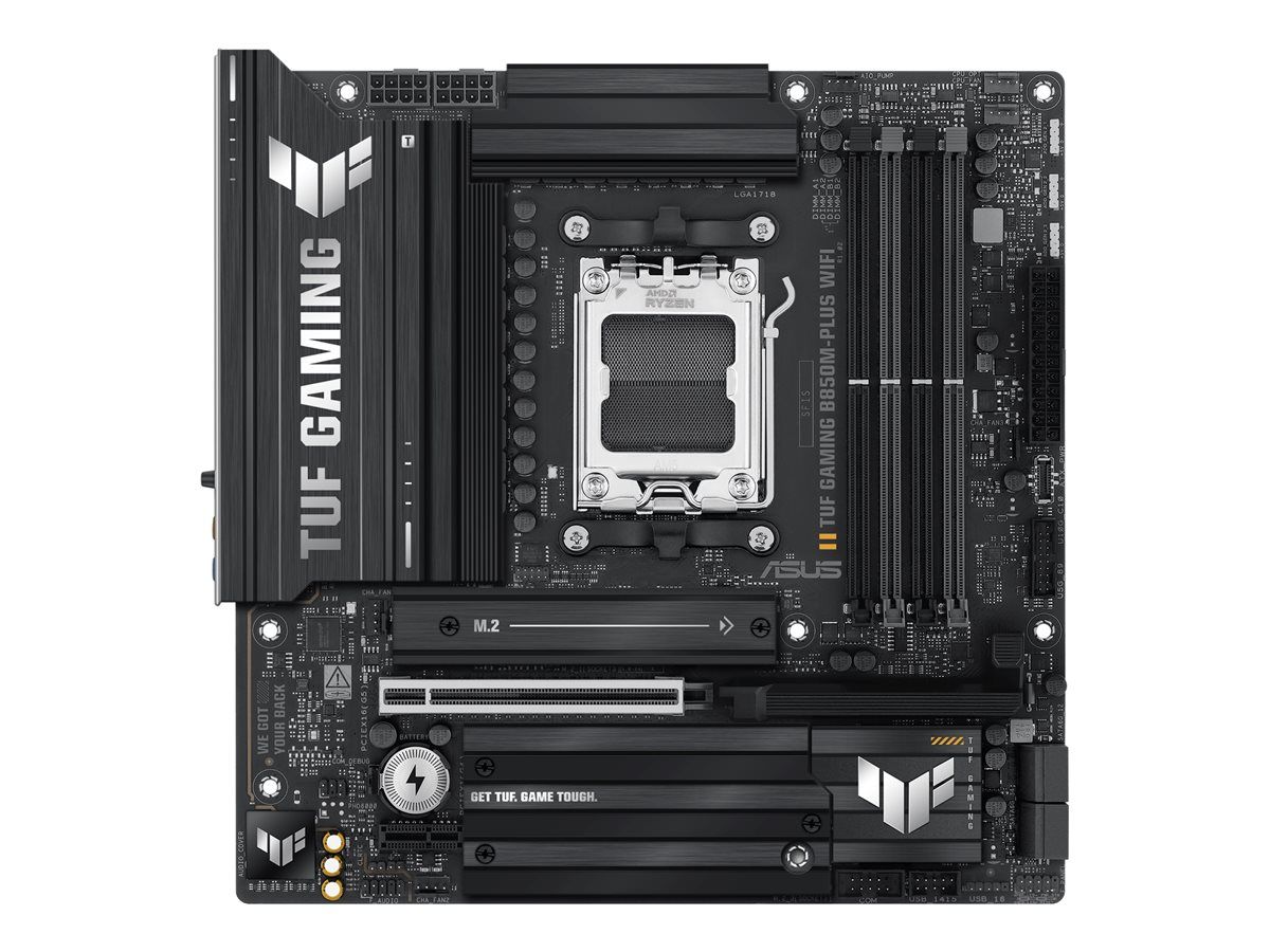 ASUS TUF GAMING B850M-PLUS WIFI - Motherboard - micro ATX - Socket AM5 - AMD B850 Chipsatz - USB-C 3.2 Gen 2x2, USB-C 3.2 Gen2, USB 3.2 Gen 2, USB 3.2 Gen 1 - 2.5 Gigabit LAN, Wi-Fi 6E, Bluetooth - Onboard-Grafik (CPU erforderlich)