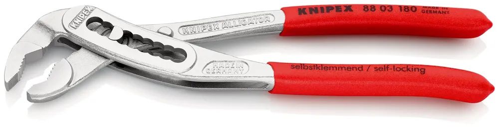 KNIPEX Alligator® Wasserpumpenzange mit rutschhemmendem Kunststoff überzogen verchromt 180 mm