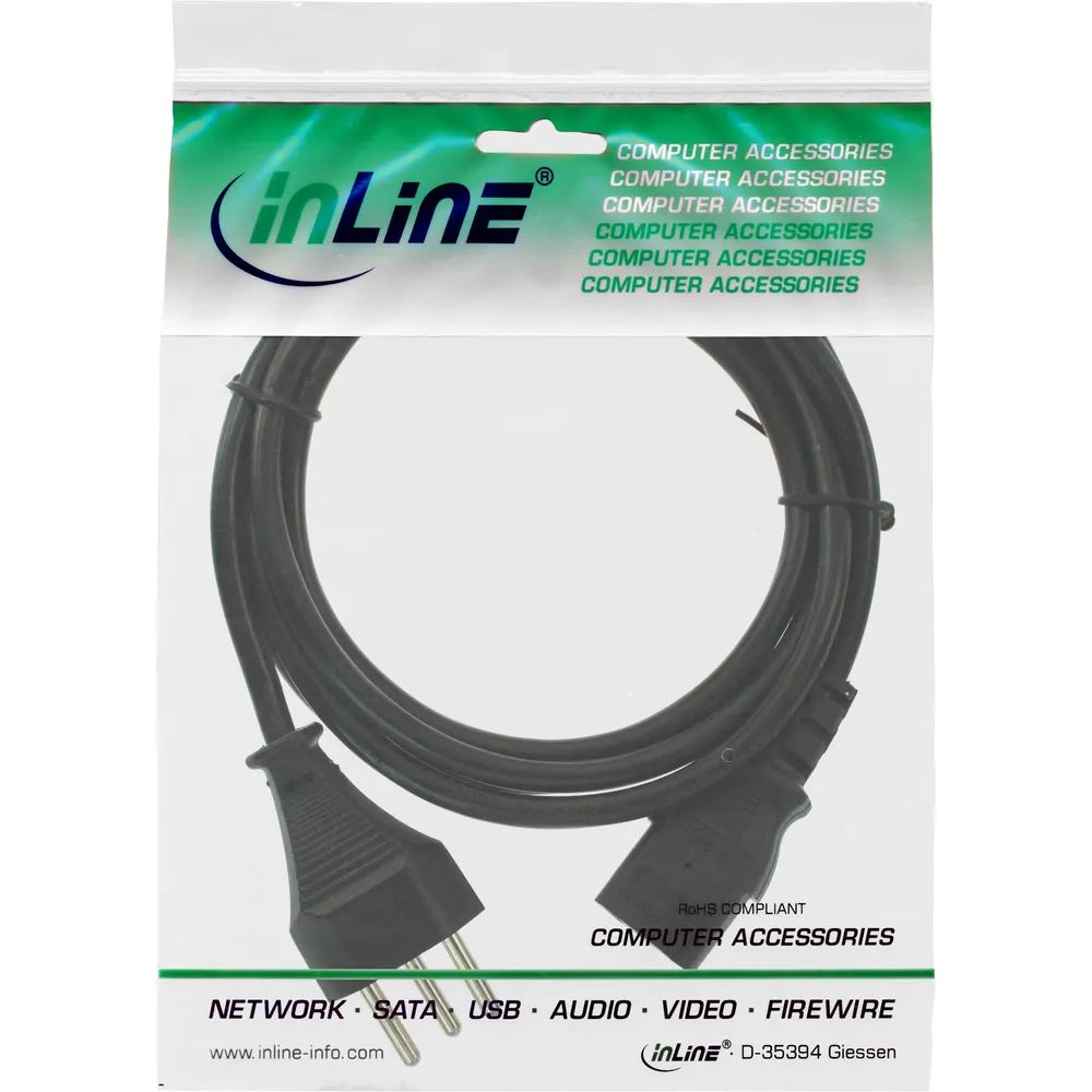 InLine Netzkabel - Netzstecker Schweiz auf Kaltgerätestecker C13 - 5m