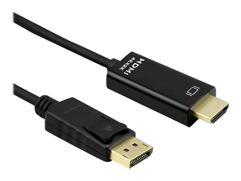 ROLINE Adapterkabel - DisplayPort männlich zu HDMI männlich - 2 m - abgeschirmt - Schwarz - hauchvergoldete Kontakte, unterstützt 4K 60 Hz (3840 x 2160)