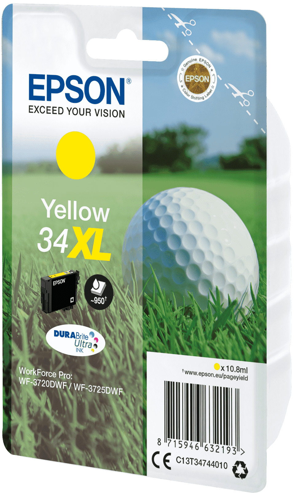Epson 34 Tinte Golfball Singe, XL, gelb