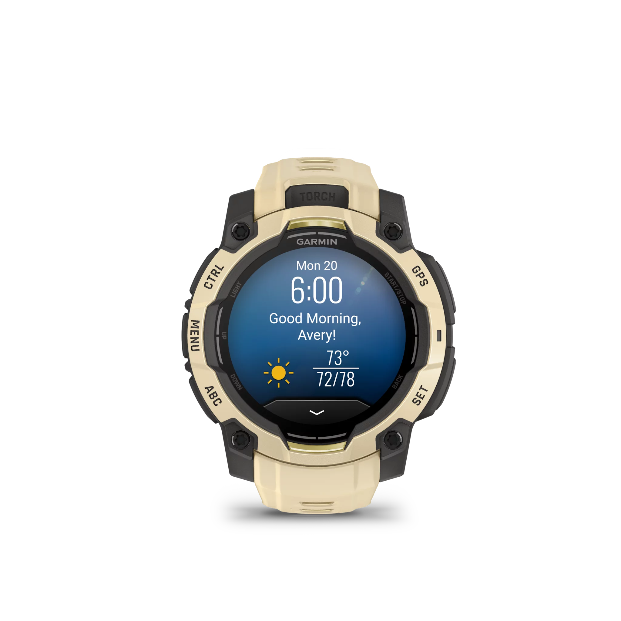Garmin Instinct 3 AMOLED, 45mm Grau/Citrine mit Silikon-Wechselarmband, 22mm