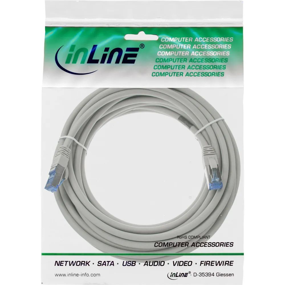 InLine Patchkabel - S/FTP (PiMf) - Cat.6A - halogenfrei - grau - 20m