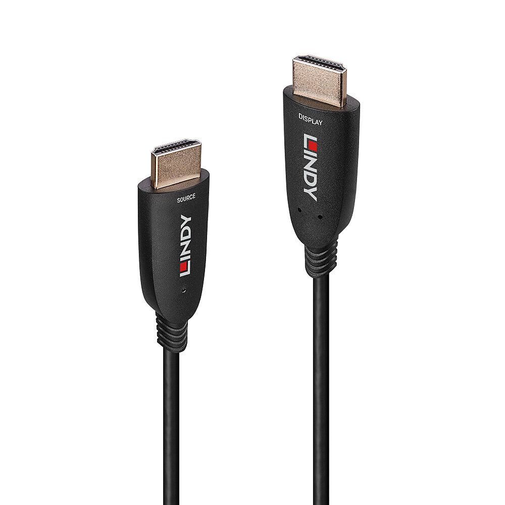 Lindy HDMI-Kabel - HDMI männlich zu HDMI männlich - 100 m - Hybrid Kupfer/Kohlefaser - Schwarz - unterstützt 8K 60 Hz (7680 x 4320)
