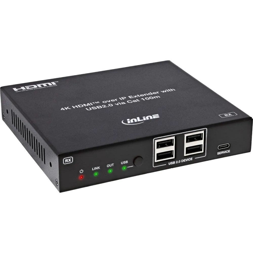 InLine KVM Extender over IP - HDMI 4K/60Hz - 100m - Empfänger (RX)