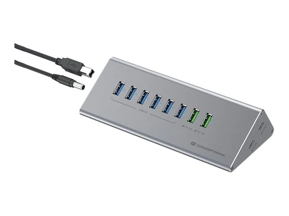 Conceptronic HUBBIES HUBBIES18G - Hub - 2-in-1 USB A/C cable, 60W, charger, PD 20W, QC 18W