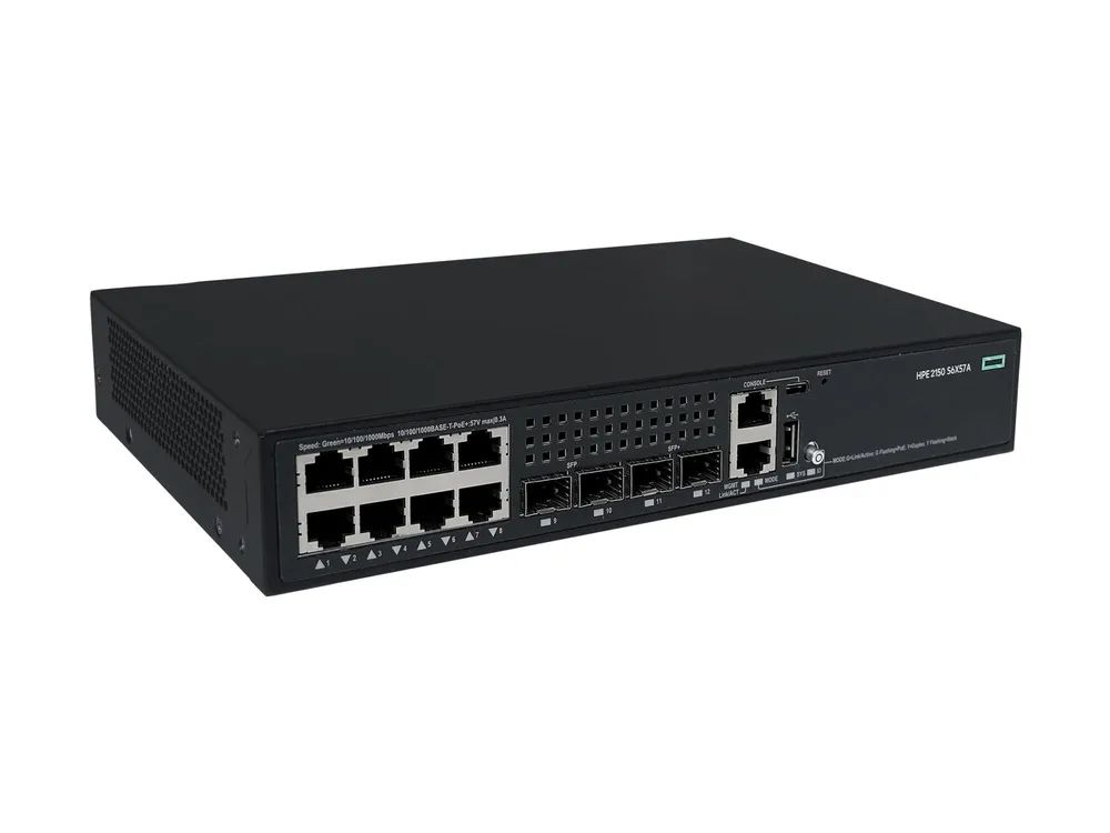 HPE Networking Comware 2150 8p 10M/100M/1G PoE+ 2p SFP 1G 2p SFP+ 1G/10G 125W - Switch - L3 - managed - 8 x 10/100/1000Base-T (PoE+)