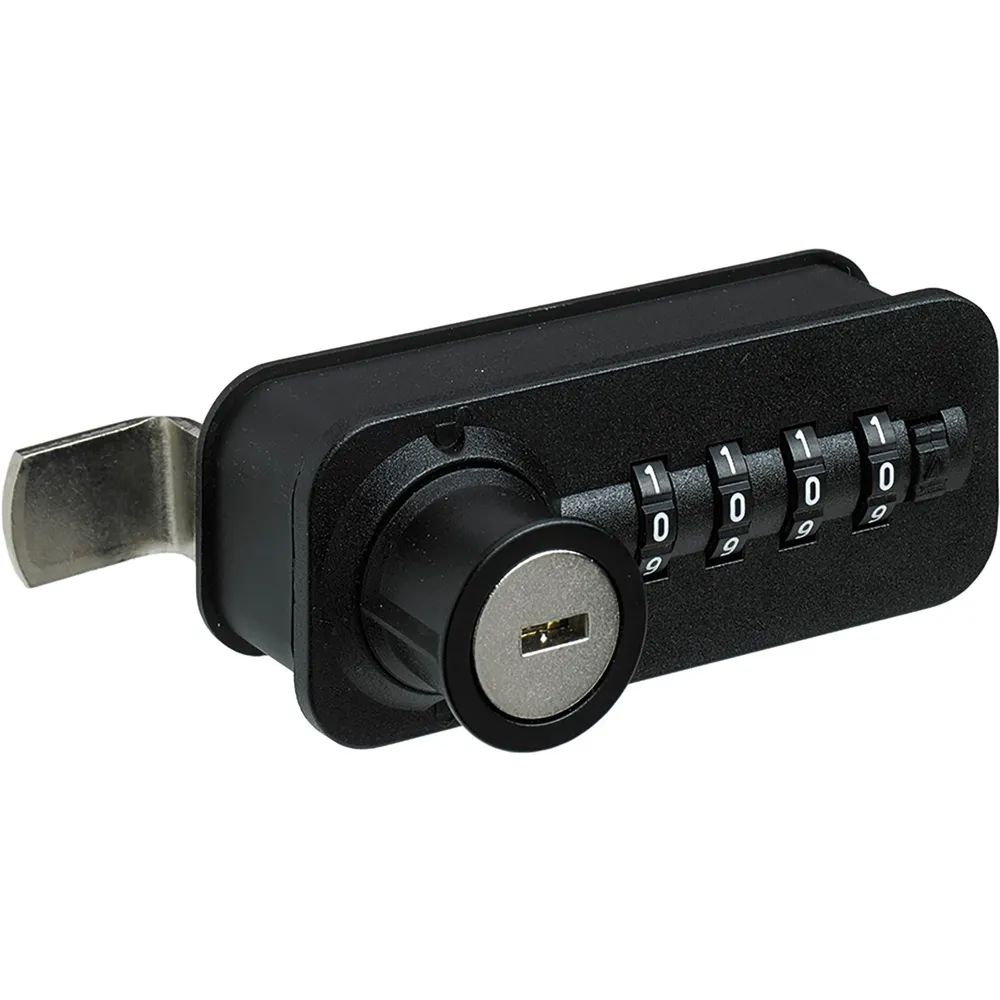HETTICH Zahlenschloss mit Riegel - Fixcode, links, Stahl/KS schwarz
