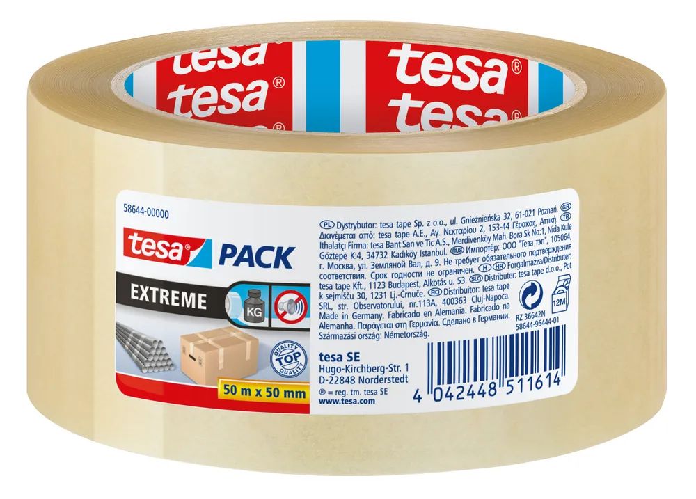 tesapack® Extreme Strong 66m x 50mm,transparent, besonders reißfest
