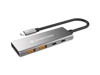 Conceptronic HUBBIES15G - USB 3.2 Gen 2 (3.1 Gen 2) Type-C - USB 3.2 Gen 2 (3.1 Gen 2) Type-A - USB 3.2 Gen 2 (3.1 Gen 2) Type-C - 10000 Mbit/s - Grau - Aluminium - 100 W