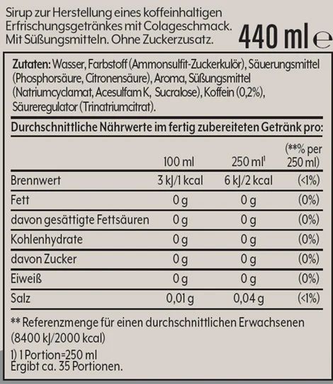 SodaStream Cola ohne Zucker Sirup 440ml