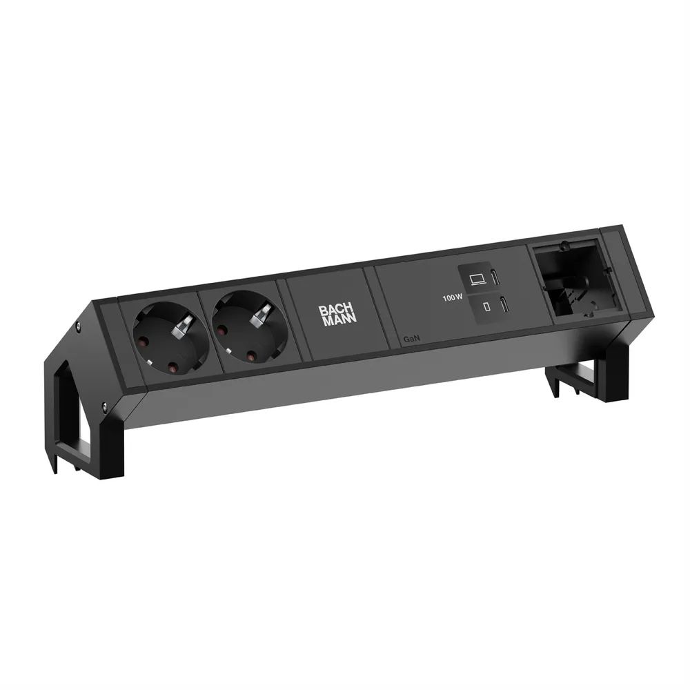 BACHMANN DESK2 2xCEE7/3 1xUSB C/C 100W, 1xCM 1,0m RAL9005