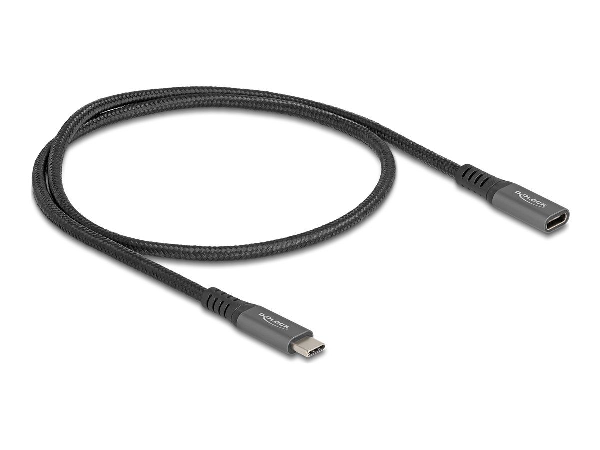 Delock USB 10 Gbps Verlängerungskabel Type-C Stecker zu Buchse PD 3.0 100 W 0.5 m grau