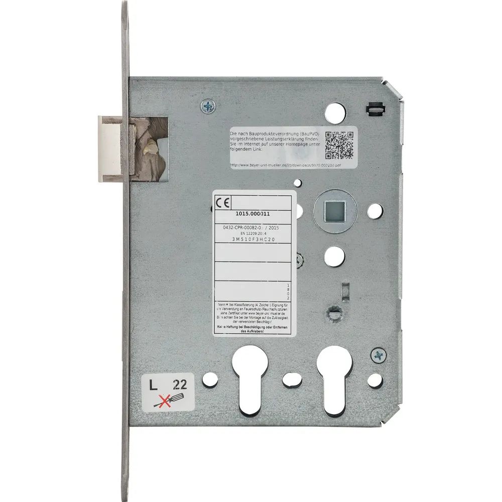BMH Einstemmschloss 1015 PZW/2 PZ Funktion, links, DM 60/100,Edelstahl Stulp 24