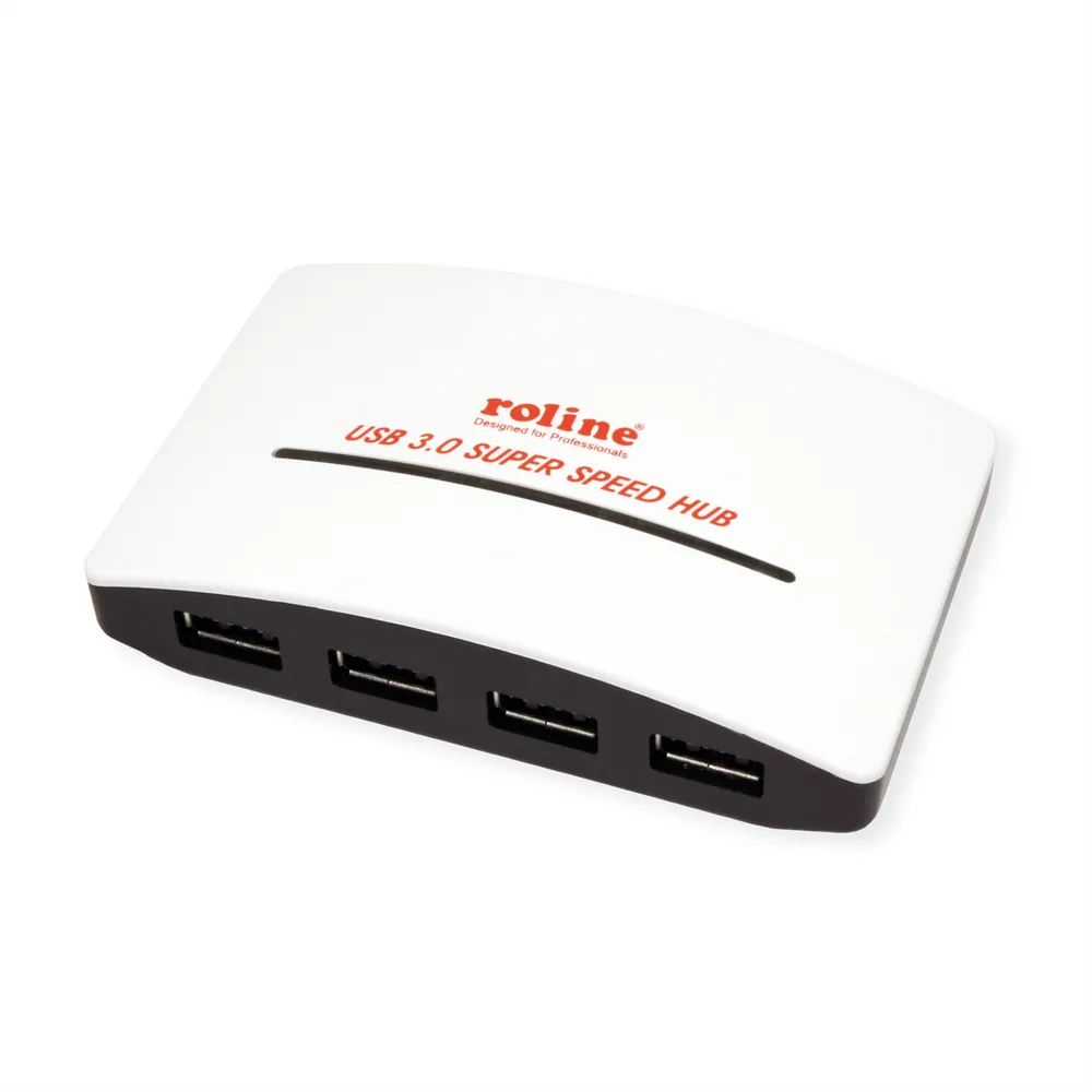 ROLINE USB 3.2 Gen 1 Hub "Black and White", 4 Ports, mit Netzteil