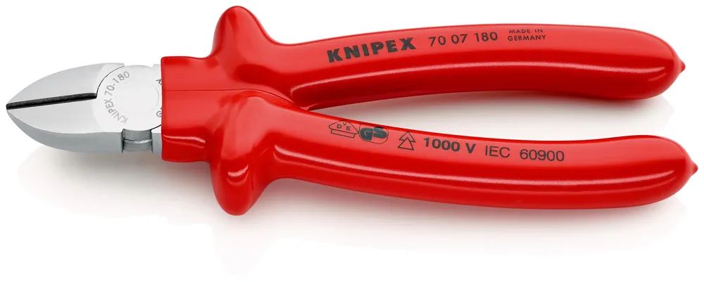 KNIPEX Seitenschneider tauchisoliert, VDE-geprüft verchromt 180 mm