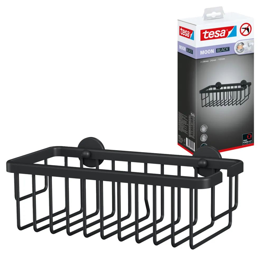 Tesa MOON BLACK - Aluminium - Schwarz - Wand-montiert - Duschkorb - 250 mm - 125 mm