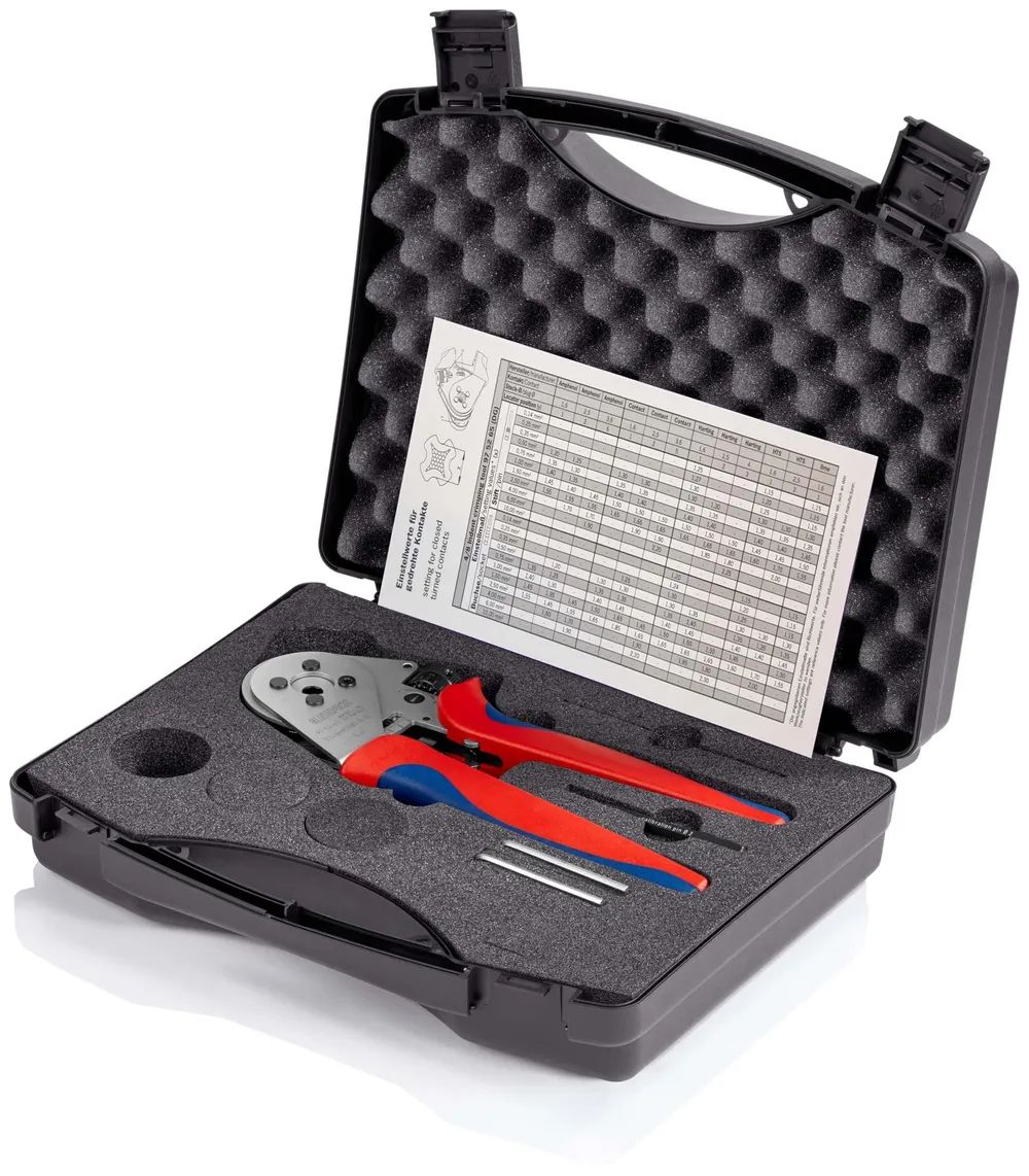 KNIPEX Vierdornpresszange für gedrehte Kontakte mit Mehrkomponenten-Hüllen verchromt 230 mm