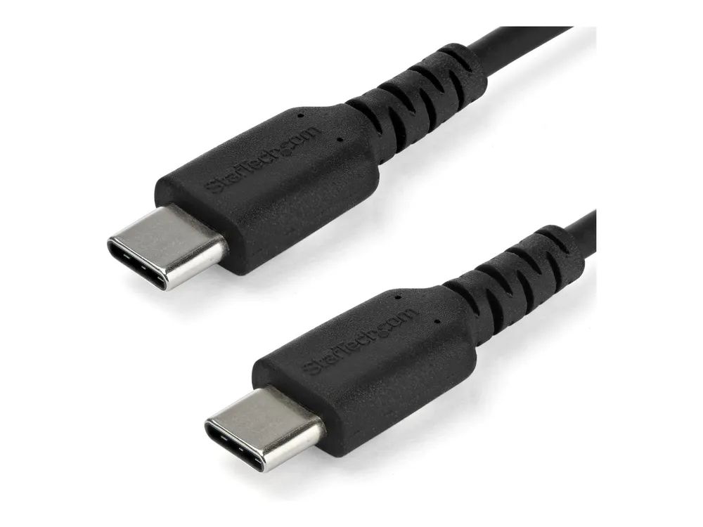 StarTech.com 2m USB-C Ladekabel - Langlebiges USB 2.0 Typ C zu USB C Datenübertragungs-/Schnellladekabel - TPE Mantel Aramidfaser M/M 60W Schwarz - Samsung S10 S20 iPad Pro MS Surface (RUSB2AC2MB)