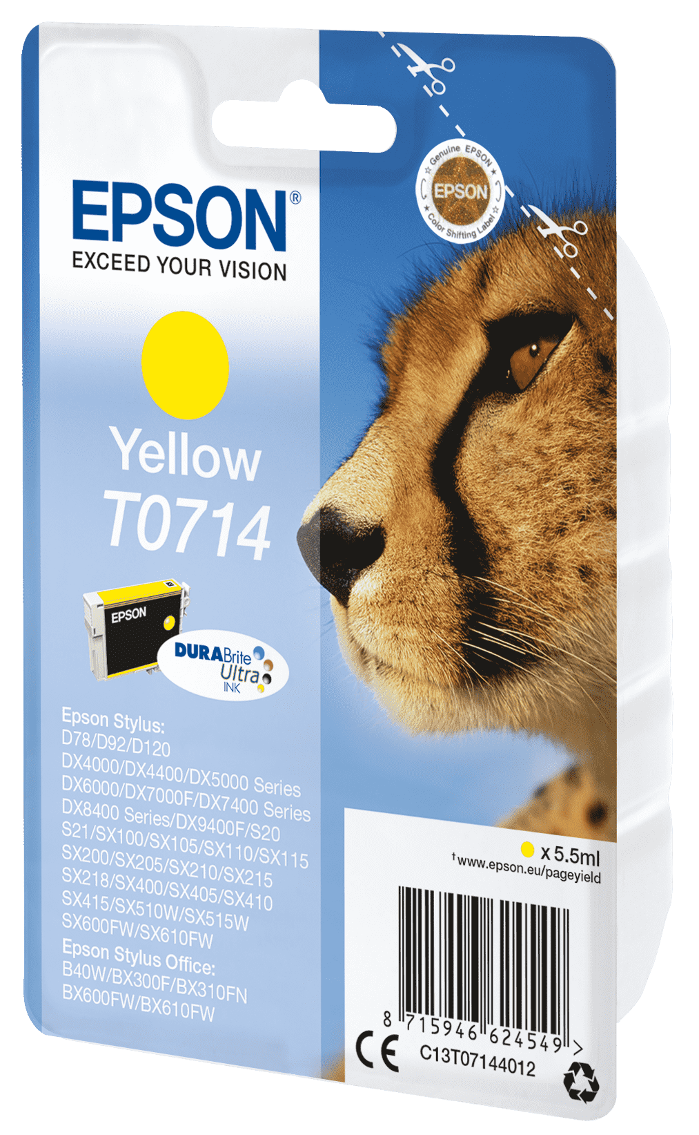 Epson T0714 Tinte Gepard Single, Standard, gelb