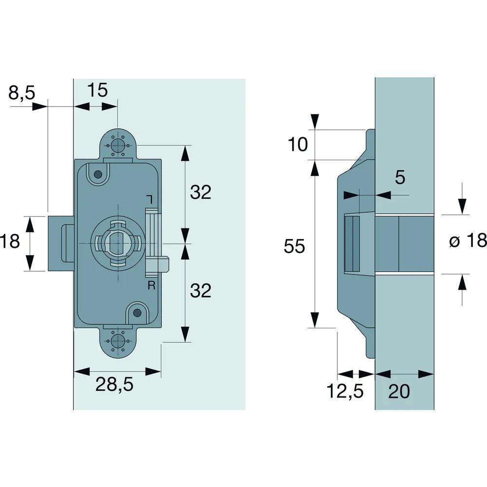 HETTICH PRESTIGE 2000 Zylinder-Kastenschloss Z23, Dornmaß 15, ø18, vernickelt