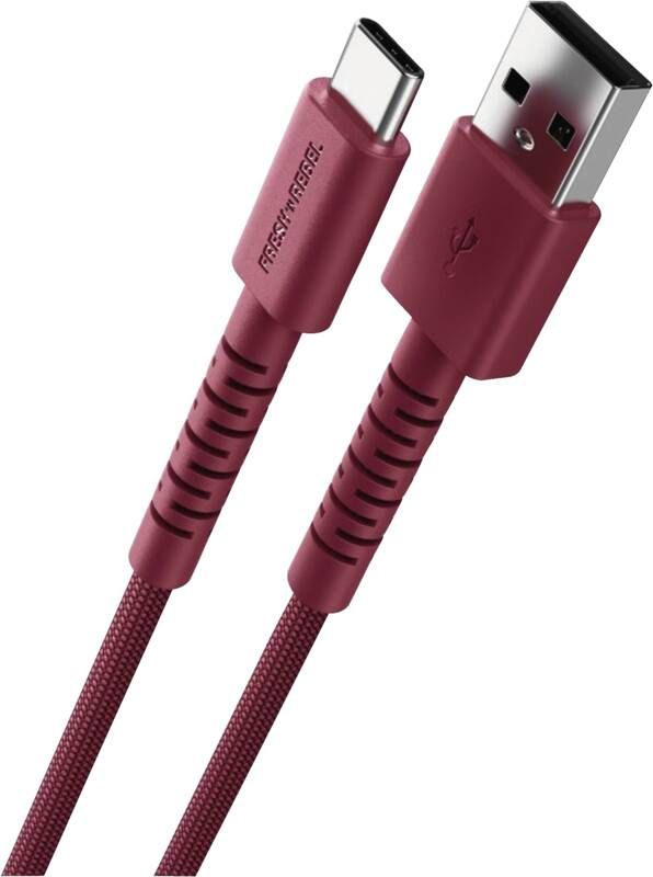 Fresh 'n Rebel USB-A zu USB-C silikon geflochtenes Kabel "FlexWave" 2m, Berry Red