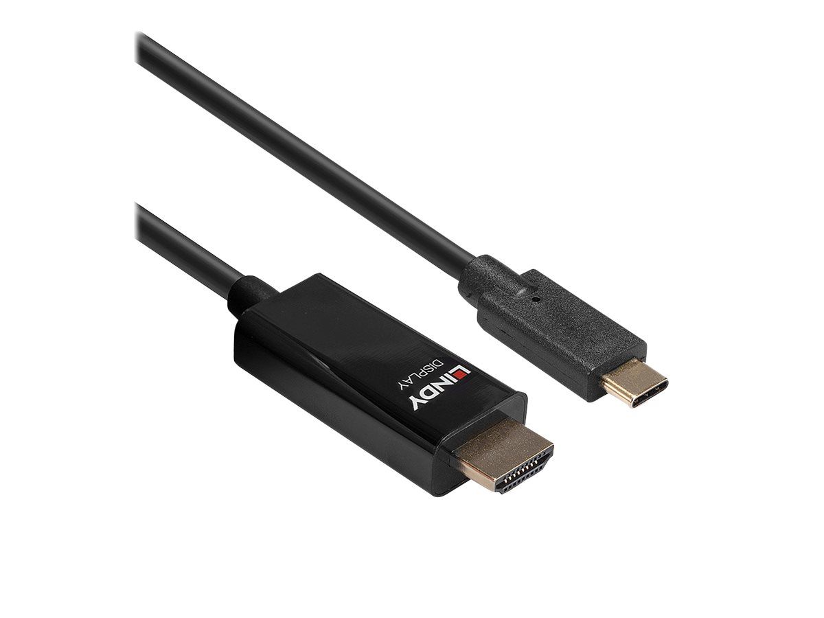Lindy Adapterkabel - USB-C männlich zu HDMI männlich - 5 m - abgeschirmt - Schwarz - rund, aktiver Chip, unterstützt 4K 60 Hz (4096 x 2160)