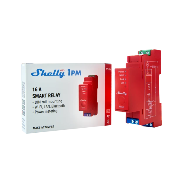Shelly Pro 1PM - Halbleiterrelais - Pink - 802.11b - 802.11g - Wi-Fi 4 (802.11n) - 2,4 GHz - 30 m - 13,34 dBmW