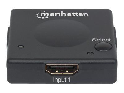 Manhattan HDMI Switch 2-Port, 1080p, Connects x2 HDMI sources to x1 display, Automatic and Manual Switching (via button)