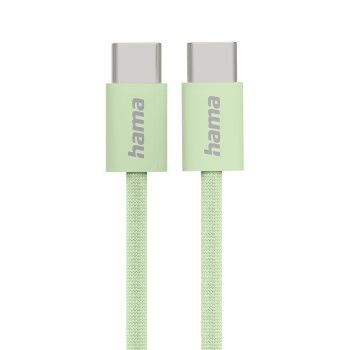 Hama Ladekabel "Fabric", USB-C - USB-C, 1m, Nylon, Grün