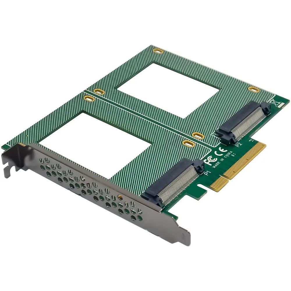 InLine PCIe Karte zu 2x intern U.2 NVMe SFF-8639 – Bifurcation - PCIe x8 - breit