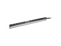 DIGITUS Steckdosenleiste mit Aluminiumprofil und Überlastschutz, 12-fach Schutzkontaktsteckdose, 2 x 2 m Zuleitung Schutzkontaktstecker