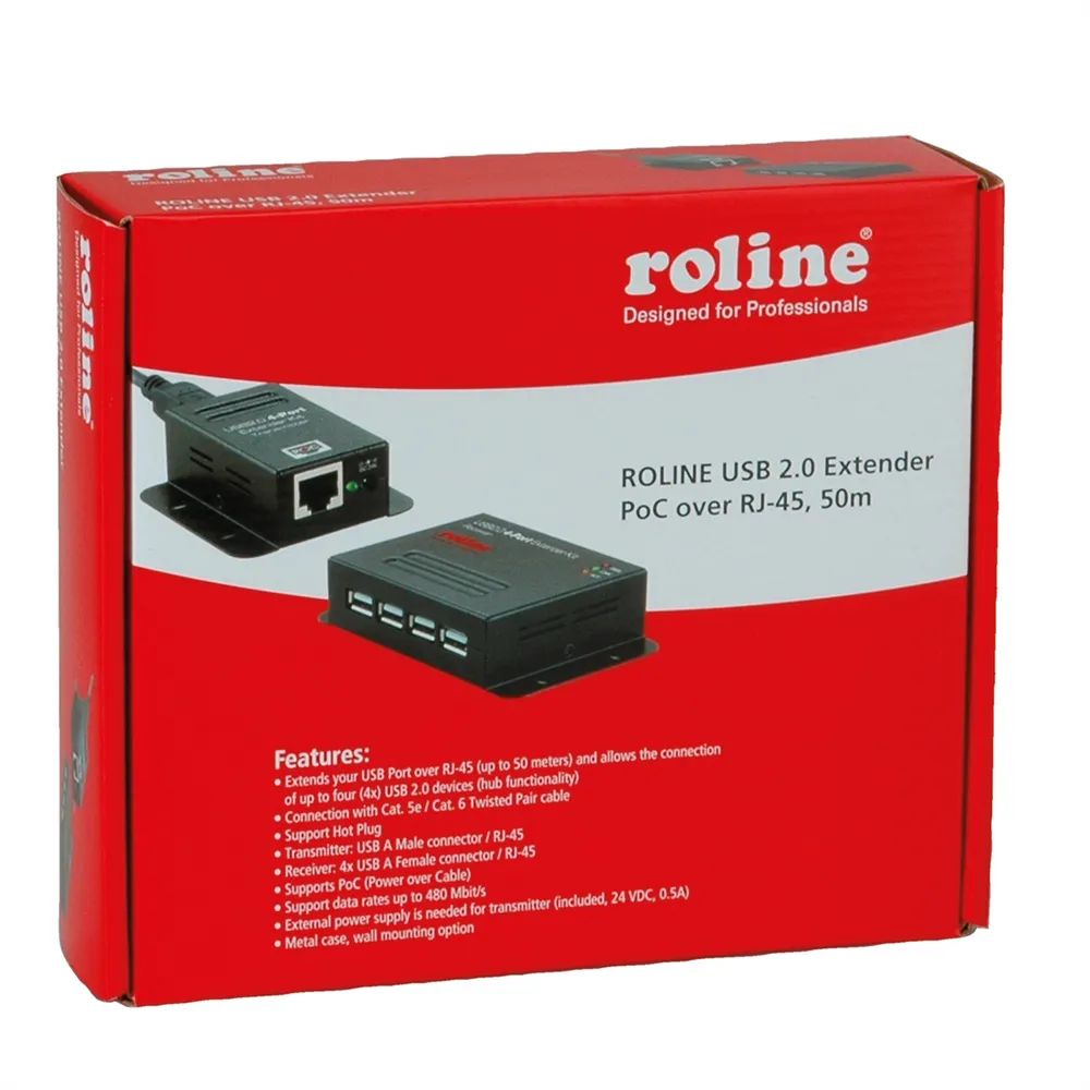 ROLINE USB 2.0 Verlängerung über RJ45, 4x USB, max. 50m
