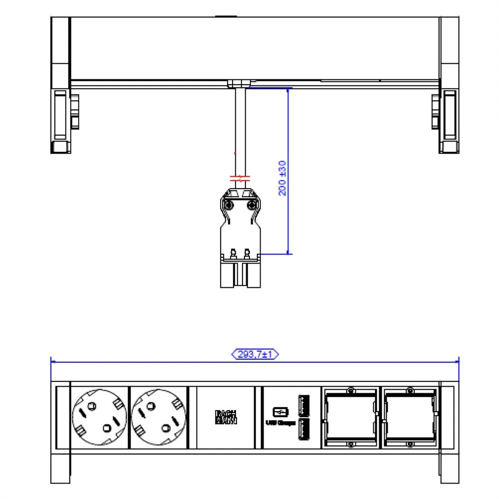 BACHMANN DESK2 2x Schutzkontakt 2x ABD 1x USB Charger GST18, weiß
