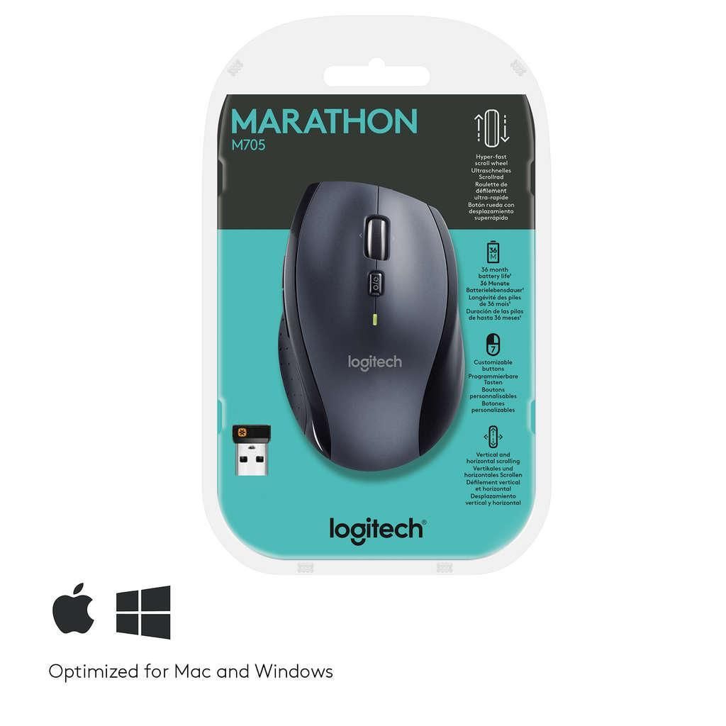 Logitech M705 - Maus - Für Rechtshänder - Laser - kabellos - 2.4 GHz - kabelloser Empfänger (USB)