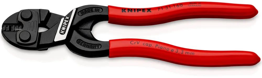 KNIPEX CoBolt® S Kompakt-Bolzenschneider mit Schneidaussparung mit Kunststoff überzogen schwarz atramentiert 160 mm