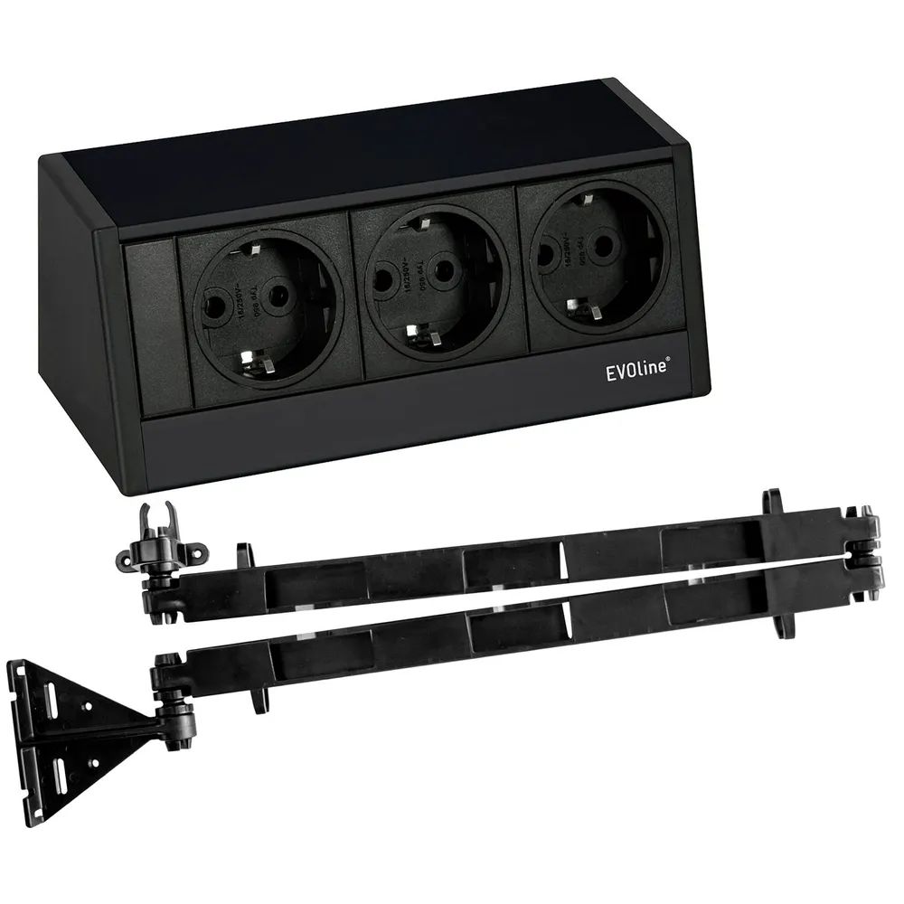 EVOline R-Dock Steckdosenelement 3 x Schuko schwarz Set mit EVOline Wing