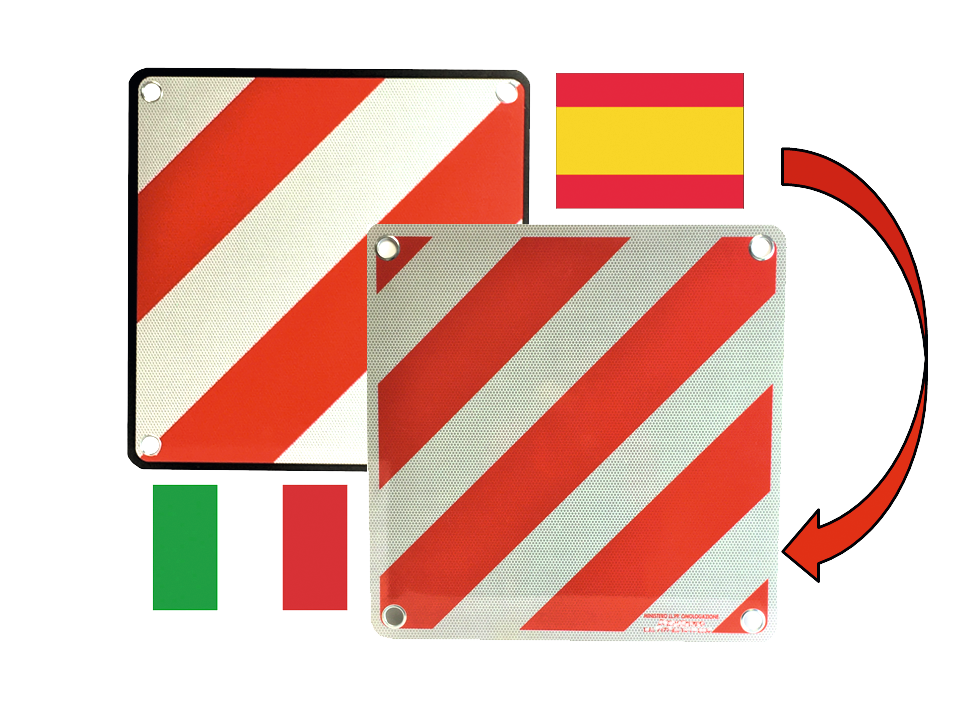 IWH Alu-Warntafel Italien-Spanien 2in1