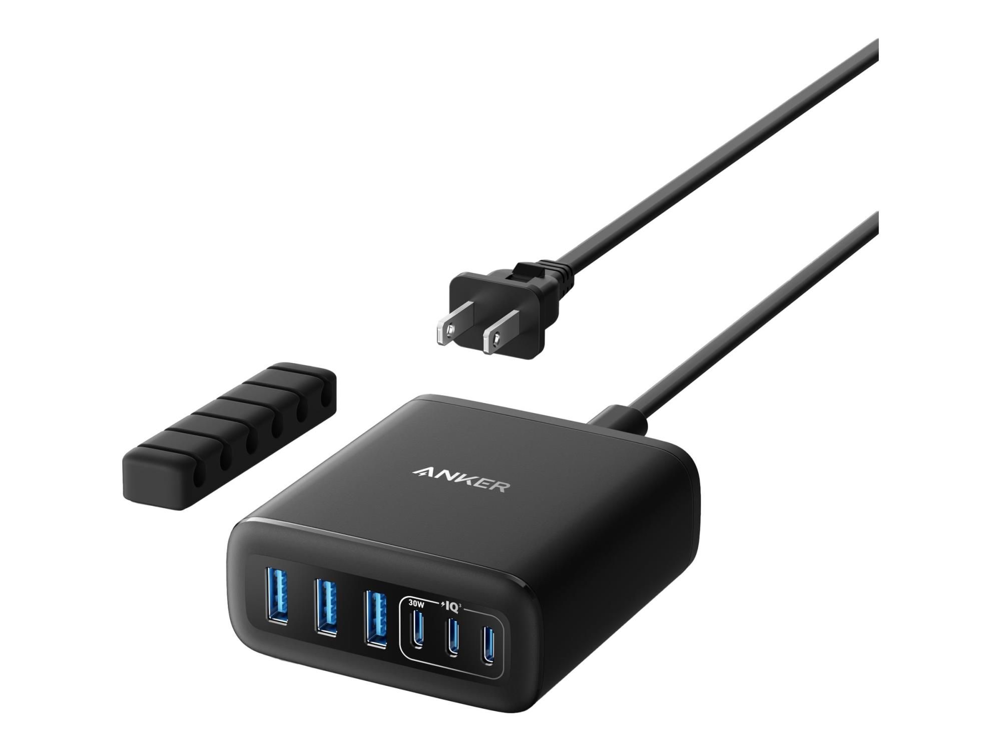 Anker Innovations Anker - Netzteil - 112 Watt - IQ - 6 Ausgabeanschlussstellen (3 x USB-C, 3 x USB Type A)