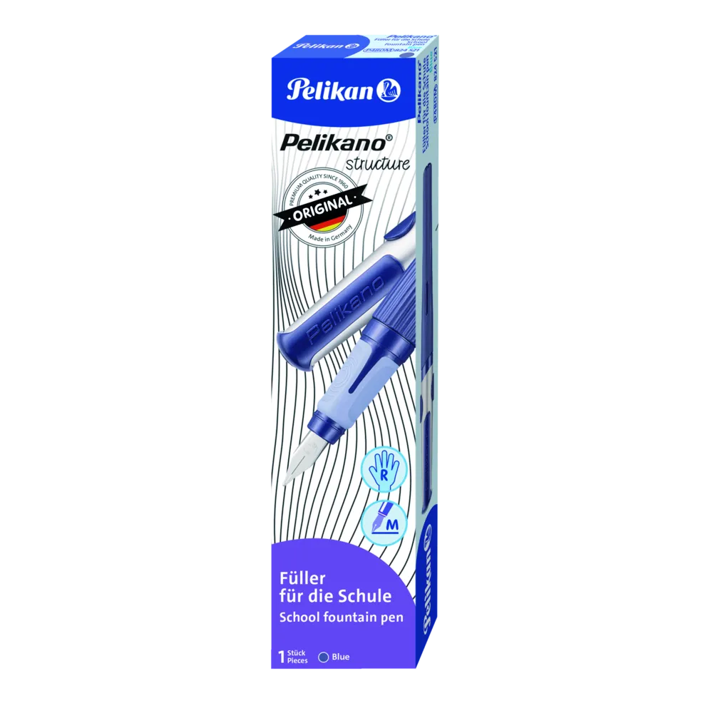 Pelikan Pelikano® structure Füller für Rechtshänder, Blau, Feder M, Faltschachtel