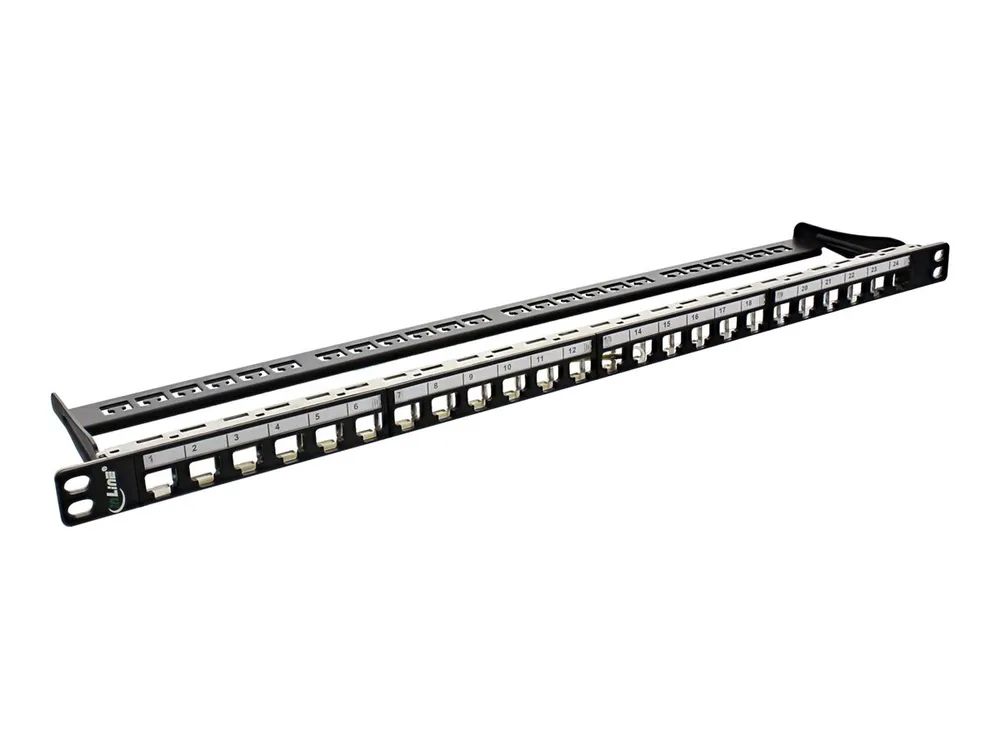 InLine Patchfeld Leerblech 24-fach - für RJ45 Keystone Snap-In 19"/0.5HE schwarz