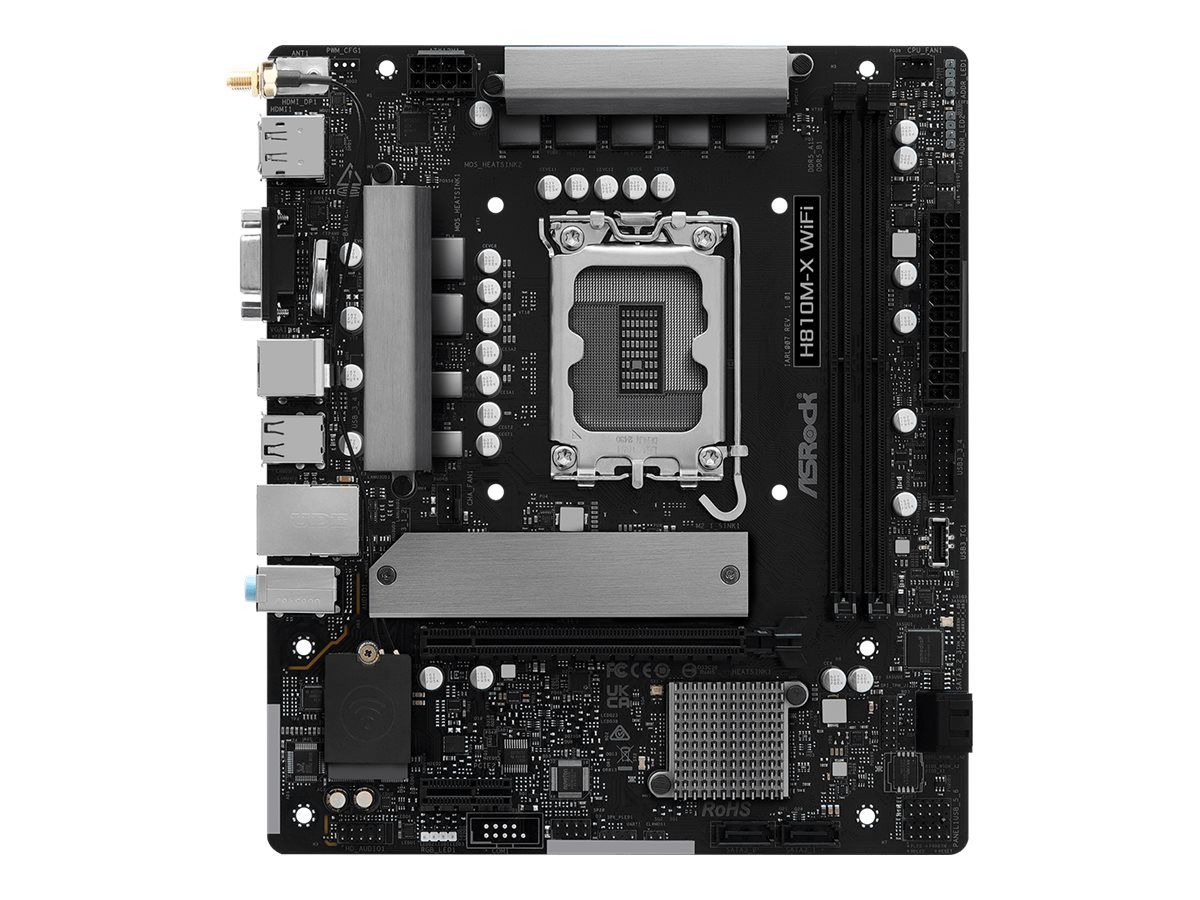 ASRock H810M-X WIFI - Motherboard - micro ATX - LGA1851-Sockel - H810 Chipsatz - USB-C 3.2 Gen 1, USB 3.2 Gen 1 - 2.5 Gigabit LAN, Wi-Fi, Bluetooth - Onboard-Grafik (CPU erforderlich)